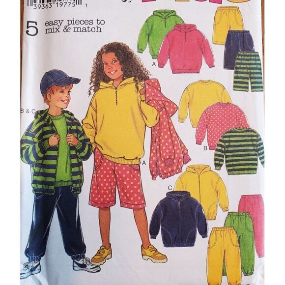 Vintage 90s Style Pattern 2812 Uncut Sweatshirt Hoodie Pants Shorts 4 5 6 7 8 9 - Picture 1 of 3